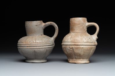 Five Siegburg stoneware jugs, 16th C.