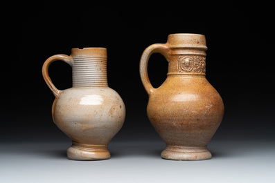 Six German stoneware jugs and mugs, 15/16th C.