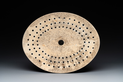 A Chinese export famille rose covered tureen and an oval dish with strainer, Jiaqing