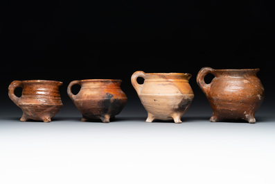 11 brown-glazed pottery wares, Low Countries, 14/17th C.