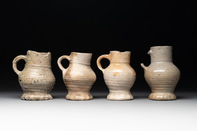 A collection of 9 German stoneware jugs, 16th C. and later
