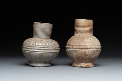 Five Siegburg stoneware jugs, 16th C.