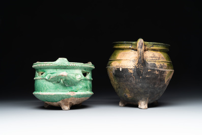 14 green, yellow and brown-glazed pottery wares, Western Europe, 16th C. and later