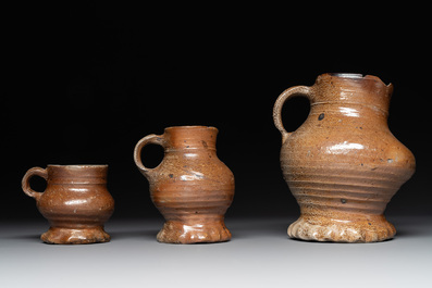 A collection of 10 German stoneware mugs, 14/16th C.