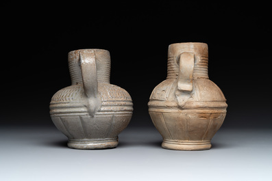 Five Siegburg stoneware jugs, 16th C.