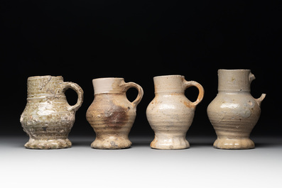 A collection of 9 German stoneware jugs, 16th C. and later