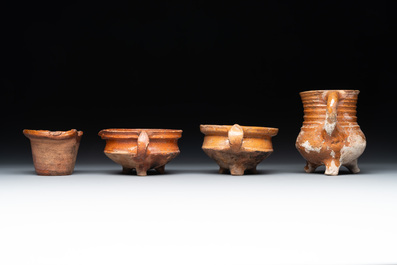 11 brown-glazed pottery wares, Low Countries, 14/17th C.