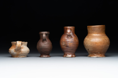 Six German stoneware jugs and mugs, 15/16th C.