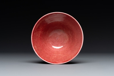 A Chinese peachbloom-glazed conical bowl, 19th C.