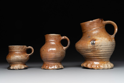 A collection of 10 German stoneware mugs, 14/16th C.