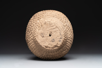 A Thai sandstone head of Buddha, possibly Ayutthaya period, 14/15th C.