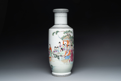 A pair of Chinese famille rose vases and two vases, Qianlong mark, 20th C.