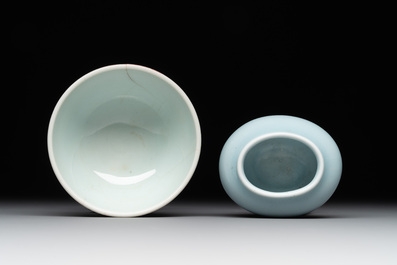 Three Chinese monochrome wares, Qianlong mark, Ming and later