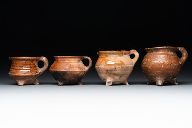 11 brown-glazed pottery wares, Low Countries, 14/17th C.
