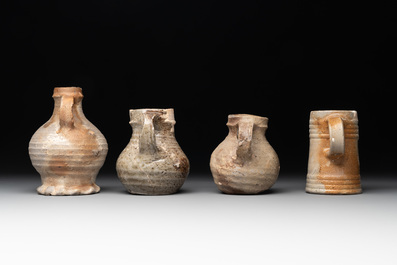 A collection of 9 German stoneware jugs, 16th C. and later