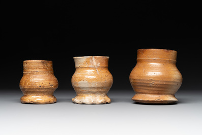 A collection of 10 German stoneware mugs, 14/16th C.