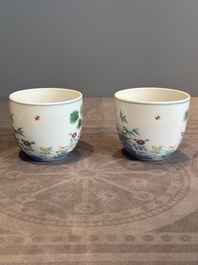 A pair of extremely rare imperial Chinese doucai 'chicken' cups, Chenghua mark, Yongzheng/Qianlong