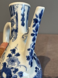 A Chinese blue and white 'nude figure' jug and cover, Kangxi, ca. 1680