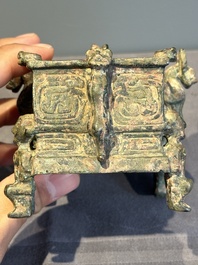 A Chinese archaic bronze ding-shaped cosmetic box, Spring and Autumn period