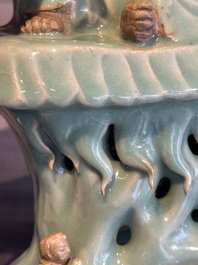 A Chinese Longquan celadon Guanyin, Ming or later