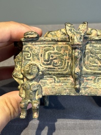 A Chinese archaic bronze ding-shaped cosmetic box, Spring and Autumn period