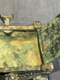 A Chinese archaic bronze ding-shaped cosmetic box, Spring and Autumn period