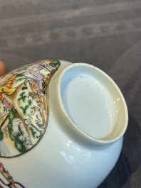 A Chinese famille rose 'Les Plaisirs du Printemps' cup and saucer, Qianlong