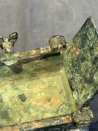 A Chinese archaic bronze ding-shaped cosmetic box, Spring and Autumn period