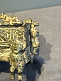 A Chinese archaic bronze ding-shaped cosmetic box, Spring and Autumn period