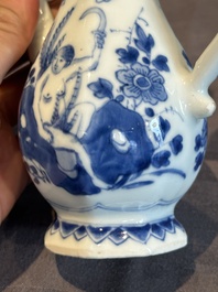 A Chinese blue and white 'nude figure' jug and cover, Kangxi, ca. 1680