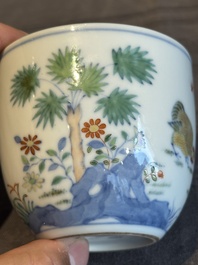 A pair of extremely rare imperial Chinese doucai 'chicken' cups, Chenghua mark, Yongzheng/Qianlong