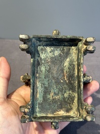 A Chinese archaic bronze ding-shaped cosmetic box, Spring and Autumn period