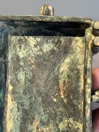 A Chinese archaic bronze ding-shaped cosmetic box, Spring and Autumn period