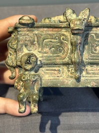 A Chinese archaic bronze ding-shaped cosmetic box, Spring and Autumn period