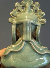 A Chinese Longquan celadon Guanyin, Ming or later