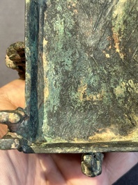 A Chinese archaic bronze ding-shaped cosmetic box, Spring and Autumn period