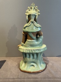 A Chinese Longquan celadon Guanyin, Ming or later