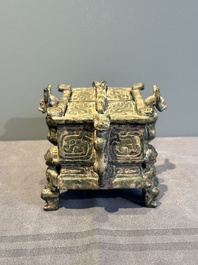 A Chinese archaic bronze ding-shaped cosmetic box, Spring and Autumn period