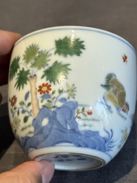 A pair of extremely rare imperial Chinese doucai 'chicken' cups, Chenghua mark, Yongzheng/Qianlong