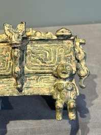 A Chinese archaic bronze ding-shaped cosmetic box, Spring and Autumn period