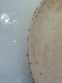 Three large oval Chinese crown-monogrammed puce-enamelled and gilt-decorated dishes, Qianlong