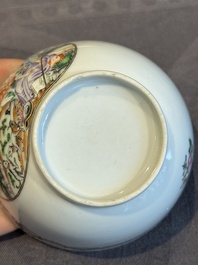 A Chinese famille rose 'Les Plaisirs du Printemps' cup and saucer, Qianlong
