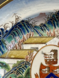 A rare Chinese Canton famille rose armorial soup plate with the arms of Wight, ca. 1810