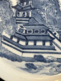 A Chinese blue and white 'Bleu de Hue' plate with calligraphy for the Vietnamese market, Xương Kh&ecirc; Đỗ Trừng Nam 昌溪 杜澄南 mark, 19th C.