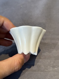 A pair of Chinese Dehua blanc de Chine flower-shaped cups, Kangxi