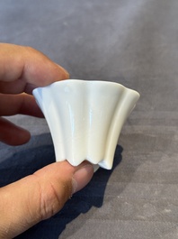 A pair of Chinese Dehua blanc de Chine flower-shaped cups, Kangxi