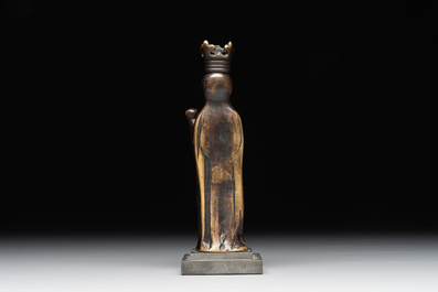 A bronze 'crowned Madonna with child' lustre ornament, Flanders, 16th C.