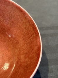 A Chinese peachbloom-glazed conical bowl, 19th C.