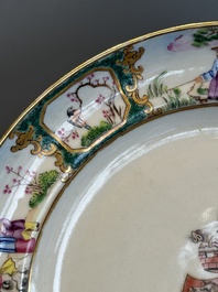 A pair of rare Chinese Canton famille rose armorial plates with the arms of Wight, ca. 1810
