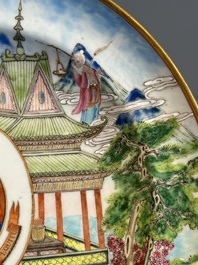 A pair of rare Chinese Canton famille rose armorial soup plates with the arms of Wight, ca. 1810